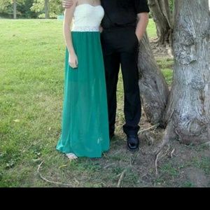 White and green dress