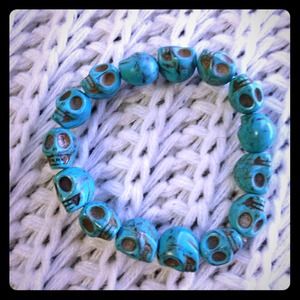 edgy turquoise skull bracelet.