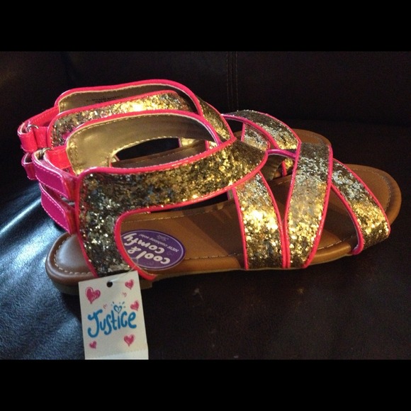 67 off Justice Other Girls NWT JUSTICE hot pink glitter gold sandals