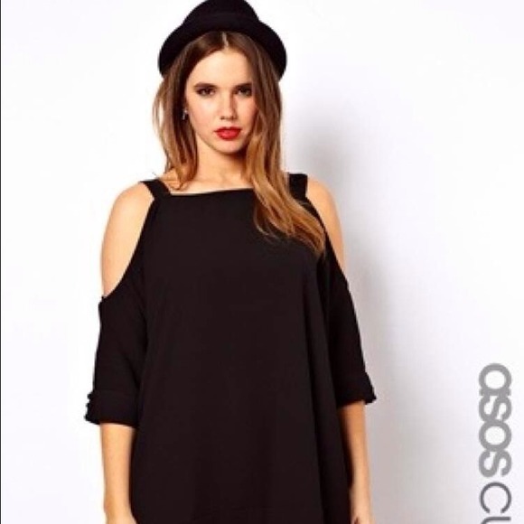 Asos curve cold shoulder swing dress