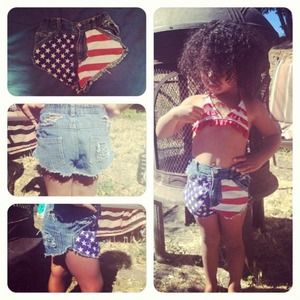 Kids Custom American flag shorts