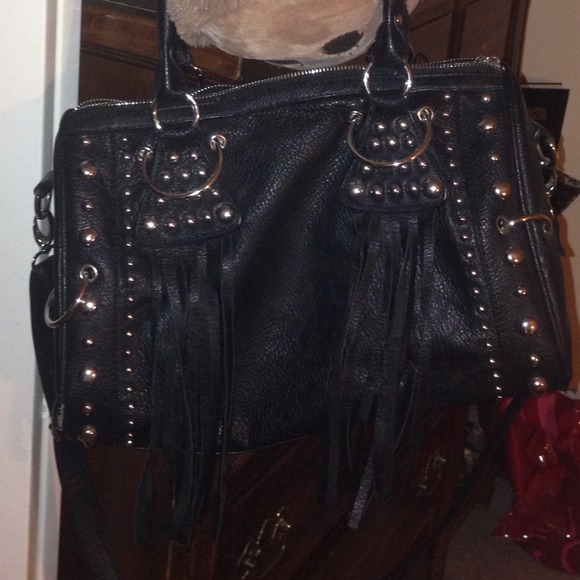Black studded handbag