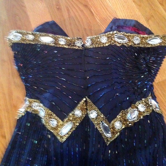 Navy blue strapless evening gown/pageant dress - Picture 3 of 4