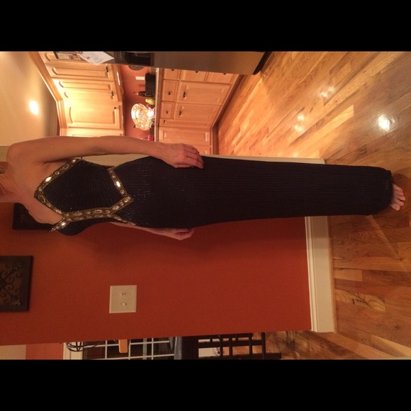 Navy blue strapless evening gown/pageant dress - Picture 4 of 4