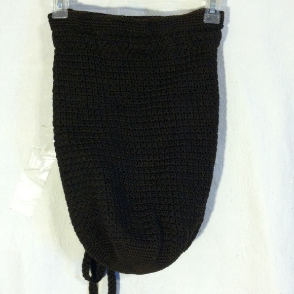 The Sak chocolate brown crochet backpack