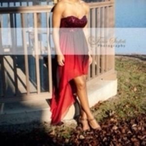 Black and red prom dress