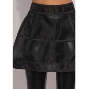 NWOT Sheer Organza Mesh Panel Flare Skirt in Black