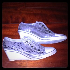 Sz 6 silver wedges?sneakers?fun shoes!!