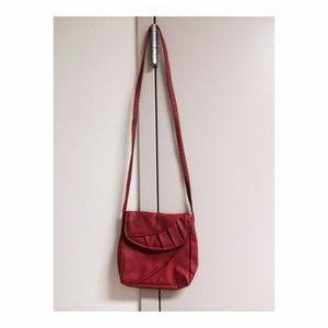 Red faux leather cross body
