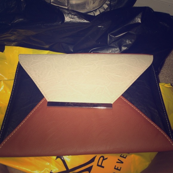 Brand New Black , Cream & Brown Clutch