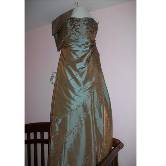 Olive green colored prom  dress