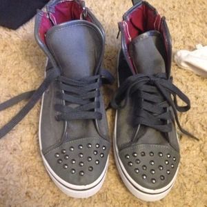 Grey studded high top sneakers