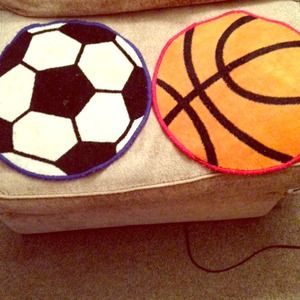 Sold Boys room decor- 2 throw rugs 🏀⚽️