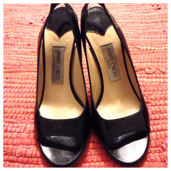Jimmy Choo Shoes - Jimmy Choo Black Patent Slingbacks