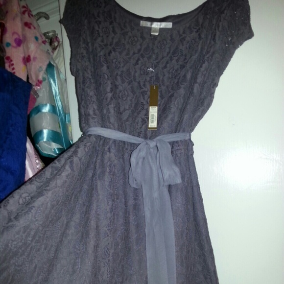 Lauren Conrad Dress Lace w chiffon sz14 Shark grey
