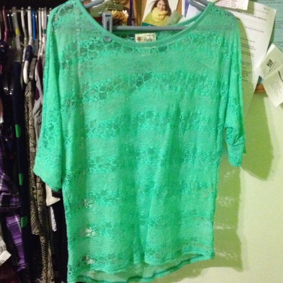 Turquoise lace top sleeves till elbow