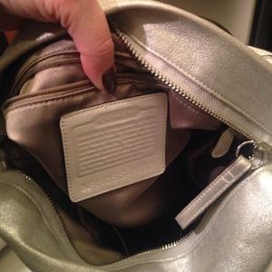 Silver metallic coach bag no damage and gently use
