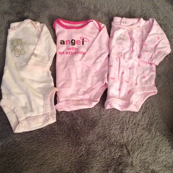 3 long sleeve onesies- used condition