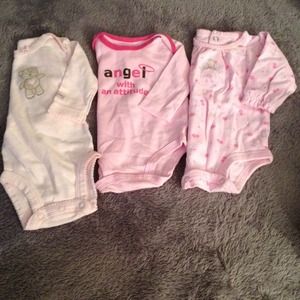 3 long sleeve onesies- used condition