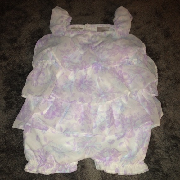 BEAUTIFUL white sheer dress with purple flowers!