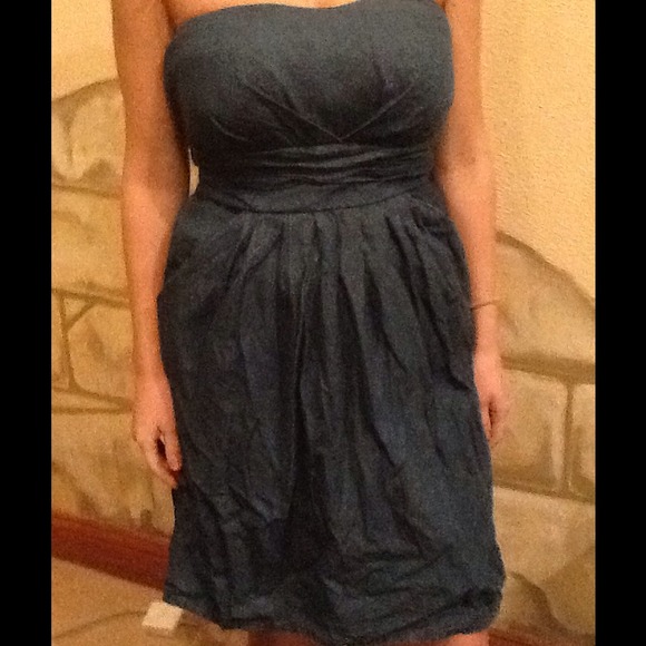 Strapless jean dress
