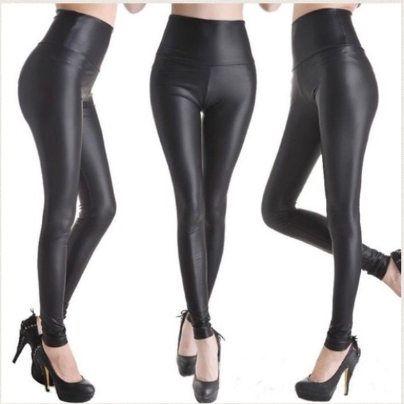 High-Waisted Leather Leggings