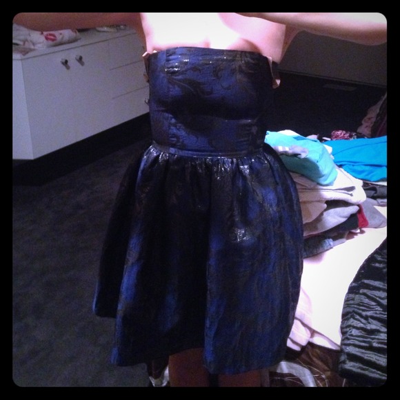 Strapless Navy Dress