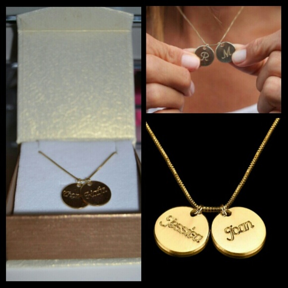 24K Gold Plated Two Circle Necklace with Names