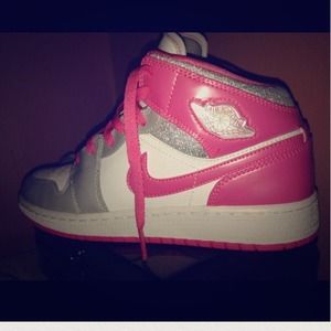 Pink and metallic jordans