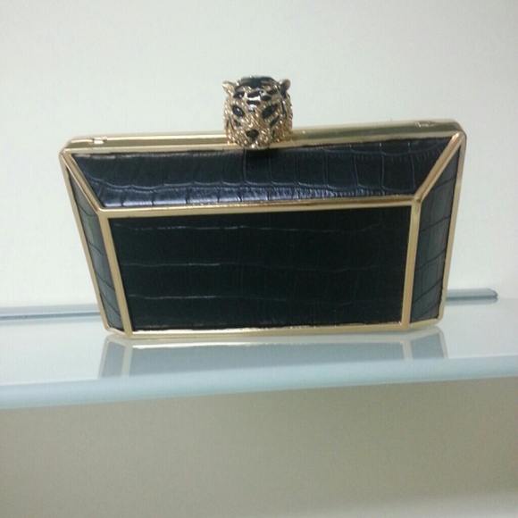 Hard Black clutch bag