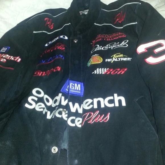 Genuine leather dale earnhardt jacket