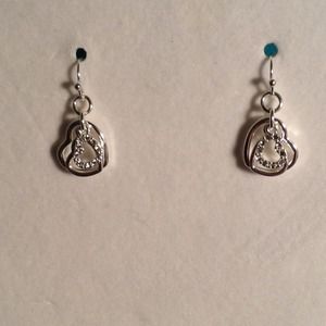 3 heart dangle earrings