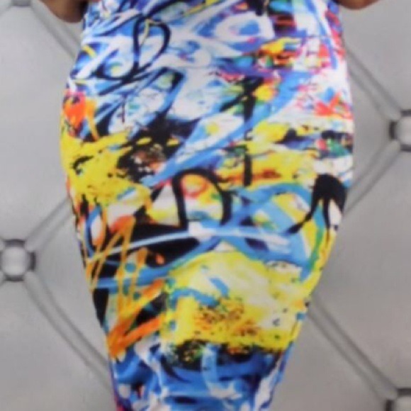 Graffti scribble pencil skirt