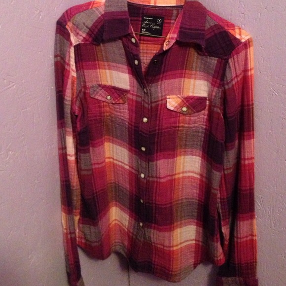 American Eagle purple flannel