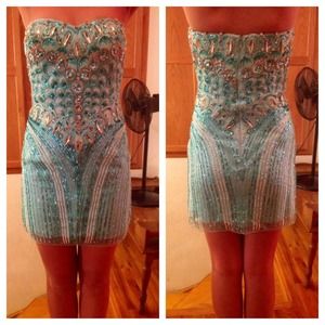 Short light blue Sherri Hill dress