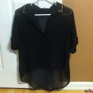 Studded collar button up