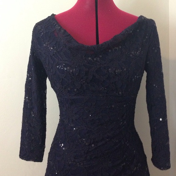 ✂Navy Lace Ralph Lauren Cocktail Dress - Picture 2 of 4