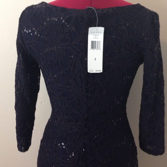✂Navy Lace Ralph Lauren Cocktail Dress - Picture 4 of 4