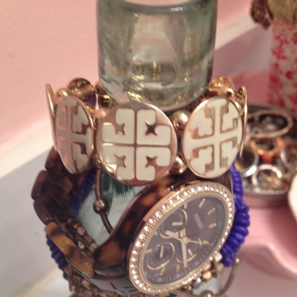 Jewelry - Gold + white stacking bracelet // SOLD