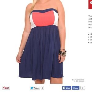 Torrid Navy, Coral and White Color Block