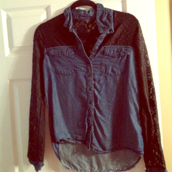 Guess denim and lace top