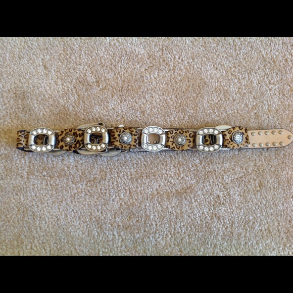 Rhinestone Calf Hair Belt Large 36 XL inches