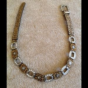Rhinestone Calf Hair Belt Large 36 XL inches