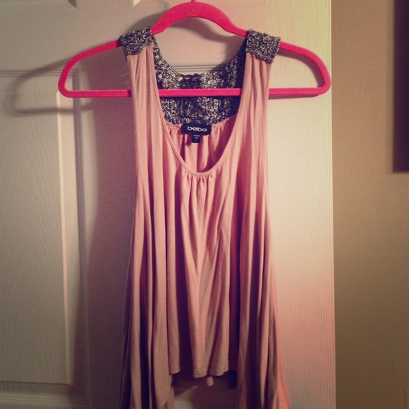 Bebe Flow Pink and silver top