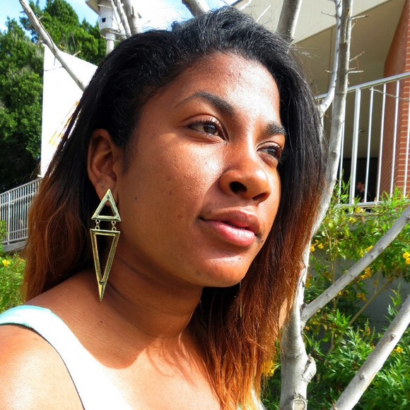 Gold Geo earrings (come in silver & darker silver) - Picture 2 of 3