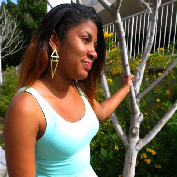 Gold Geo earrings (come in silver & darker silver) - Picture 3 of 3