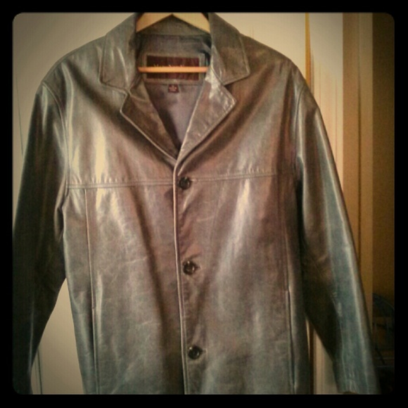 Mens Marc New York Grey distressed leather jacket - Picture 1 of 4
