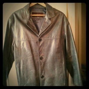 Mens Marc New York Grey distressed leather jacket