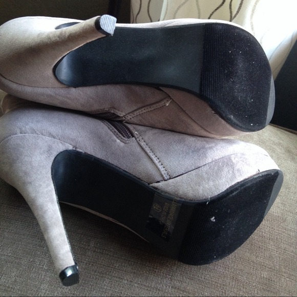 SOLD:::Gray Vegan Suede Ankle Booties - Picture 4 of 4