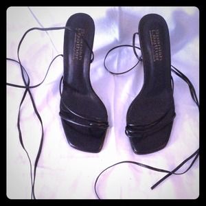 Lovely lace up high heel sandals.